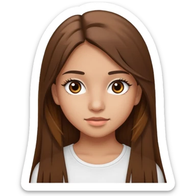 make a teenage 17 year old woman emoji with straight long brown hair and brown eyes with pretty eyelashes wearing a white top latina baddie sticker