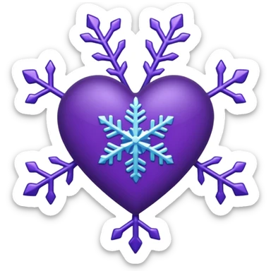 purple heart with a snowflake pattern sticker