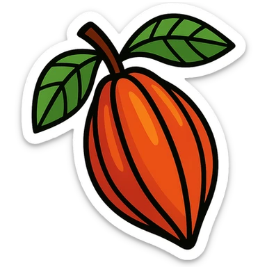 mazorca de cacao, estilo cartoon con colores vivos sticker