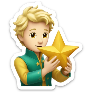The little prince holds a star in his hands sticker