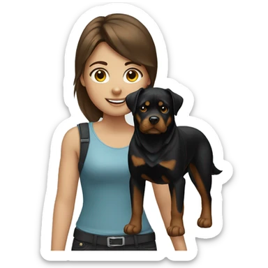 Girl with brown hair and Rottweiler sticker