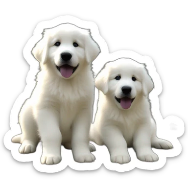 Two Great Pyrenees puppy brothers playing sticker