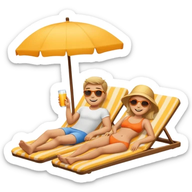 quiero que pongas ubna apreja tomando el sol y relajados sticker
