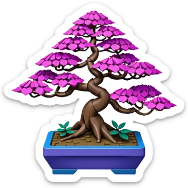 Bonsai Lego fine-leaf group crimson azalea purple and cream blue forest planting origami  sticker