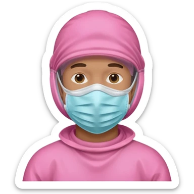 man in pink protection clothes with full-faced pink mask covered whole face sticker
