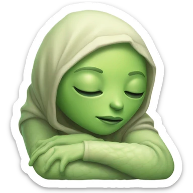 a Reptilian alien woman, full body, sleeping sticker