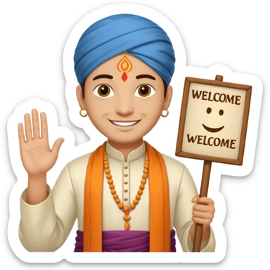 PANDIT JI WITH WELCOME TYPE sticker