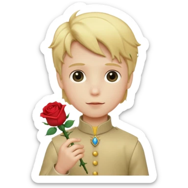 The Little Prince with a rose in his hand sticker
