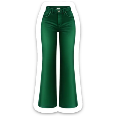 Realistic long Wide leg high waisted green velour jeans, isolated sticker