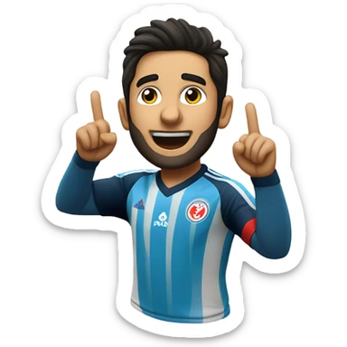 Mapping out Arda Güler's goal celebration, he’s got his right hand on his chest and his left hand pointing skyward, as described earlier sticker