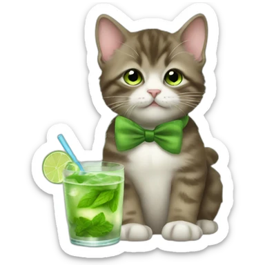 baby sherlock holmes cat drinking mojito sticker