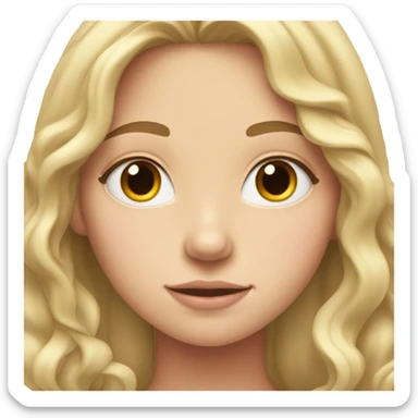 A teenage girl with fair skin and pink cheeks with long blonde wavy hair  sticker
