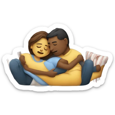 Pareja acostada en el sofá dándose un abrazo sticker