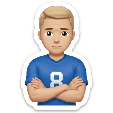 Cole Palmer in blue football t shirt crossed arms cold emoji sticker