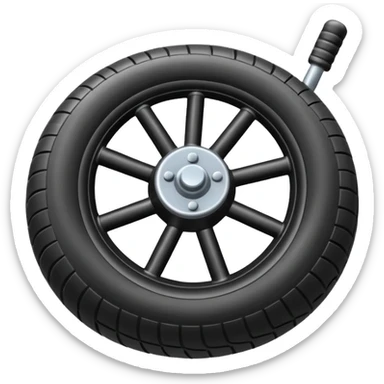 he aircraft's landing gear is one inflated, plump wheel with a strut, black in color sticker