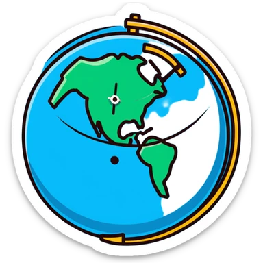 Earth globe with a small clock in the bottom corner sticker