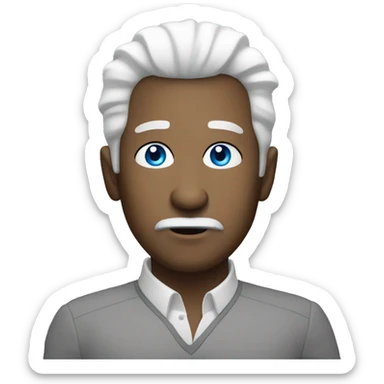 Oval shaped man with blue eyes white hair and pursed lips sticker
