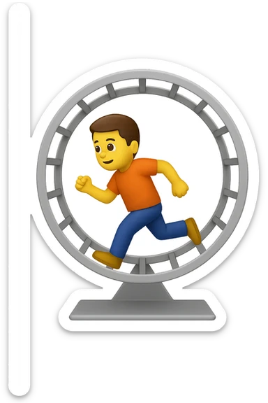 Uomo che corre dentro la ruota del criceto emoji style iphone  sticker
