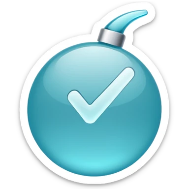 A white tick ✔️with a cyan circle back ground  sticker