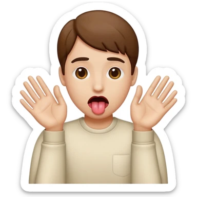 Tongue hanging out with hands on its side sticker