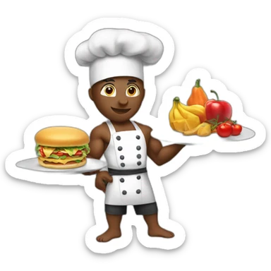 bodybuilder cooking food with chef hat  sticker