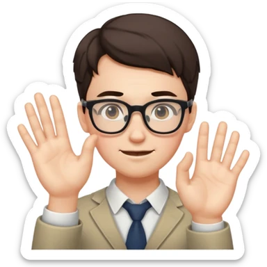 NERD WITH GLASSES USING ONE HAND PUSH sticker