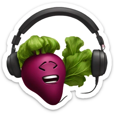 beetroot with headphones listening to latino music sticker