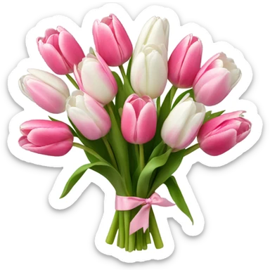 pinkish White tulip bouquet  sticker