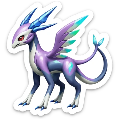 Colorful Shiny Edgy Cool Badass Painted Splashed Exotic Meloetta-Palkia-Dialga-Darkrai-Fakémon-creature-hybrid sticker