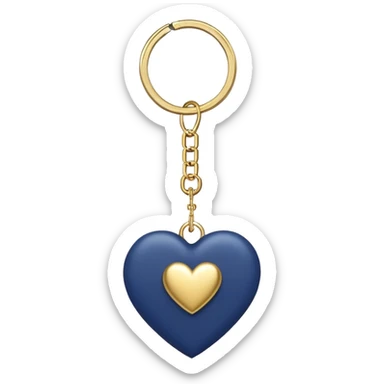 Navy blue heart with gold chains charm keychain sticker