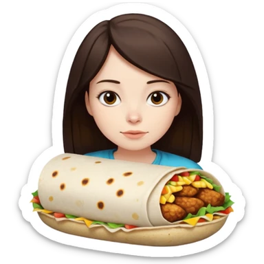 Girl with DARKBROWN  hair "resting chicken burrito face" sticker