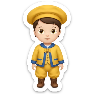 brunette baby boy traditional yellow dutch clothes sticker