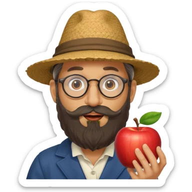 Apple emoji. Jew with payot, glasses, long beard, large nose, biber hat sticker