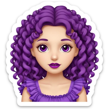 Very beautiful girl – With long, tight curls – Purplish dark circles – Slightly purple gums – Thin lips – She wore a ruffled skirt.” sticker