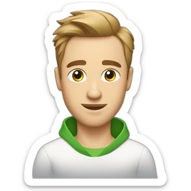 Man with modern hair cut green eyes with jack russell terrier dog sticker