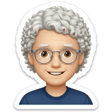 young boy with curly white hair and glasses sticker