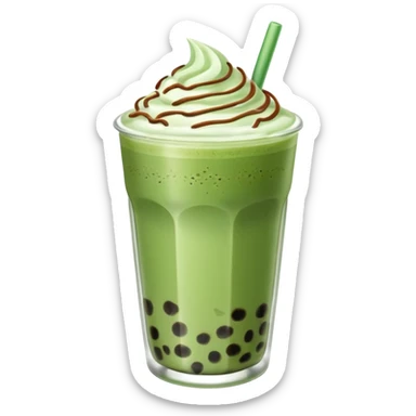 matcha latte with boba and ice without sticks and add a lil coffee  sticker