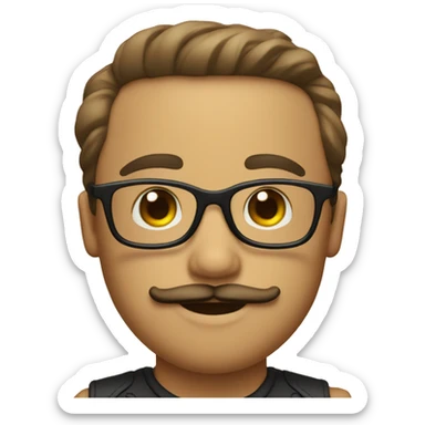 boy with handlebar moustache and glases sticker