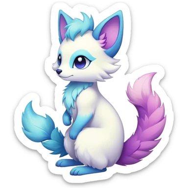 Kawaii bright fantasy ethereal anthro fursona Fakemon with tufted tail  sticker