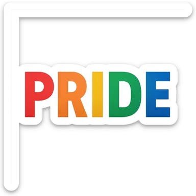 the word PRIDE in bold rainbow letters sticker