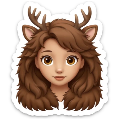Make a cute girl deer with brown hair and brown eyes sticker