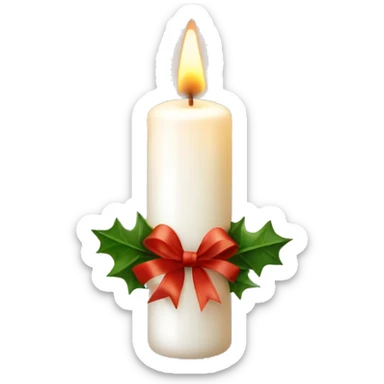 Christmas candle with white ribbon sticker