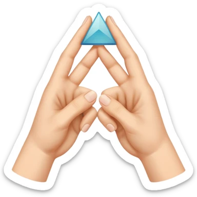 Similar to the heart hands emoji, this emoji should show a triangle created by the fingers of the hands where the two thumbs form the first side of the triangle and the remaining four fingers of each hand create one side each sticker