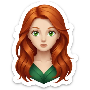 redhead with long hair and green eyes sticker
