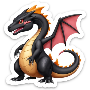 Obsidian-Black lanky elegant evil badass handsome cool beautiful Shiny-Charizard-Salazzle-Seviper-Salandit-fusion sticker