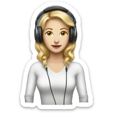 white woman music producer with headphones sticker
