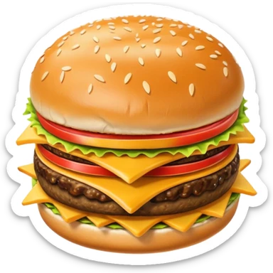 i want a Cheeseburger and Fries with a angle to 15–20° gentle bird’s-eye angle sticker
