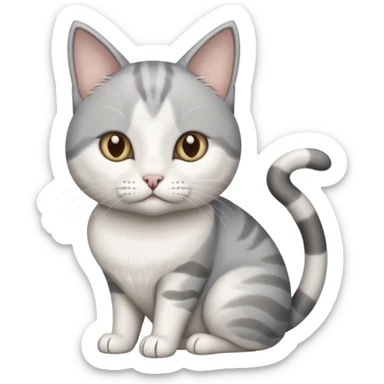 disabled grey and white cat in pet mobility aide sticker