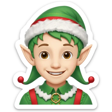 duende navideño con una sonrisa amplia y brackets en los dientes motivo odontologo sticker
