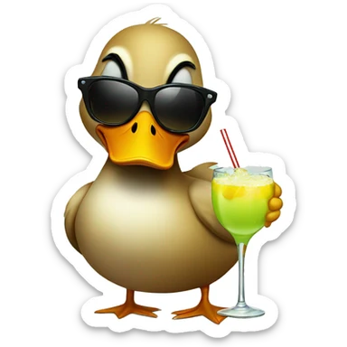 Duck wearing sunglasses drinking a margarita  sticker